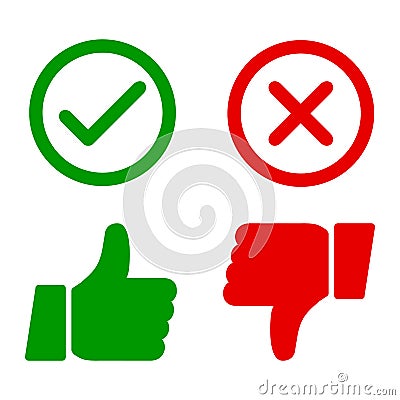 Up and down index finger with check mark and cross - for stock Stock Photo